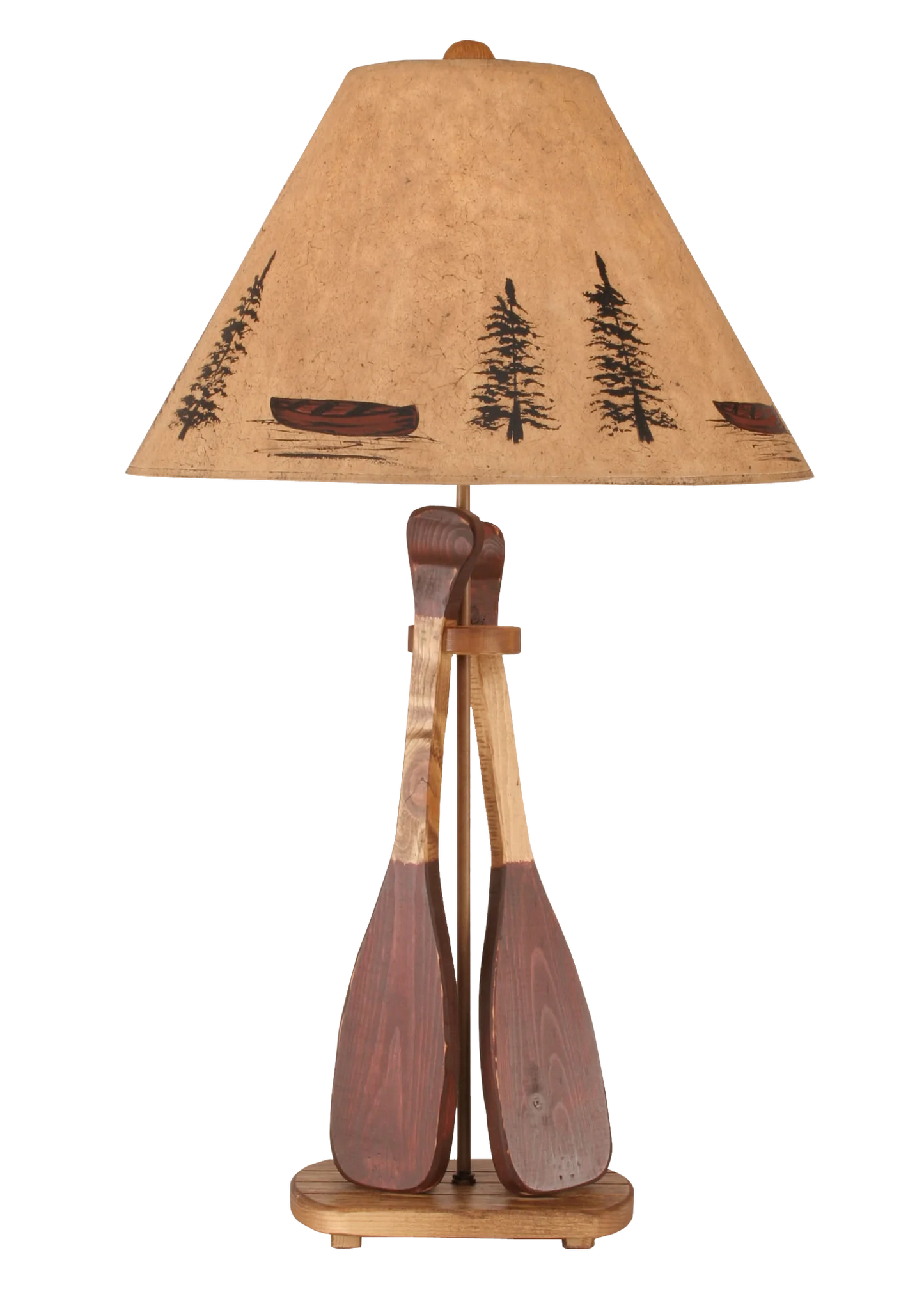 Wooden 2-Paddle Table Lamp – Red Stain