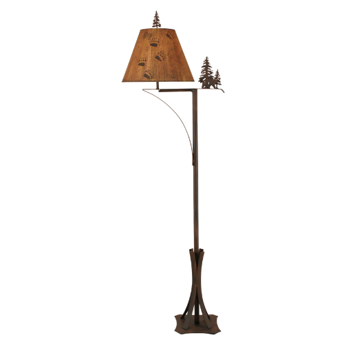 Arm 2 Iron Tree & Bear Floor Lamp - Burnt Sienna