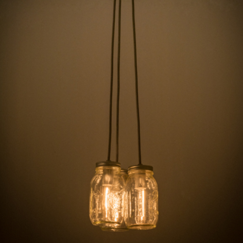 9” Wide Mason Jar 3 Pendant Light