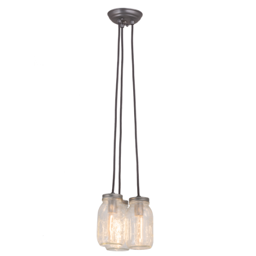 9” Wide Mason Jar 3 Pendant Light