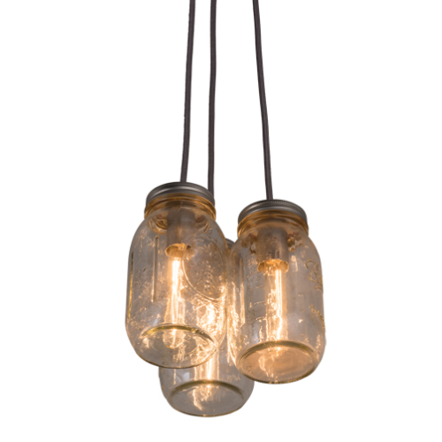 9” Wide Mason Jar 3 Pendant Light