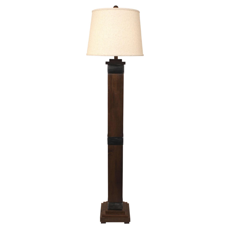 63” Dark Stain/Steel Mission Floor Lamp