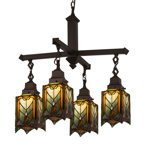 27” Wide Cottage Mission 4 Light Chandelier