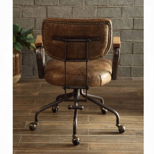 Rustic Industrial Leather Rolling Office Chair