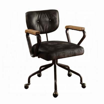 Rustic Industrial Leather Rolling Office Chair