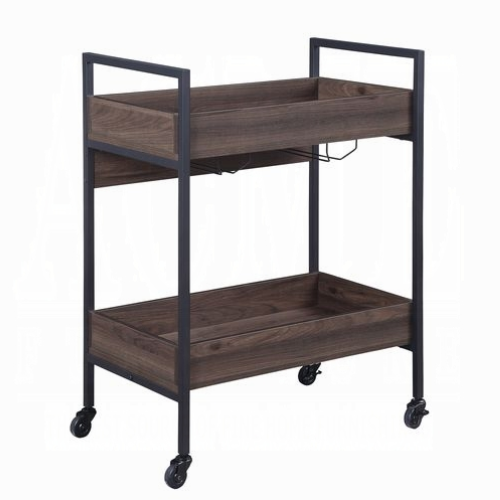 Rustic Industrial Walnut Serving Cart