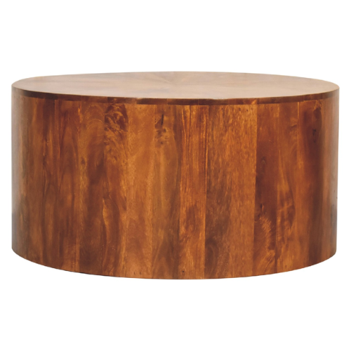 Round Wooden Coffee Table – Chestnut