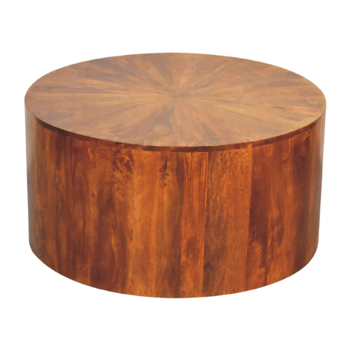 Round Wooden Coffee Table – Chestnut