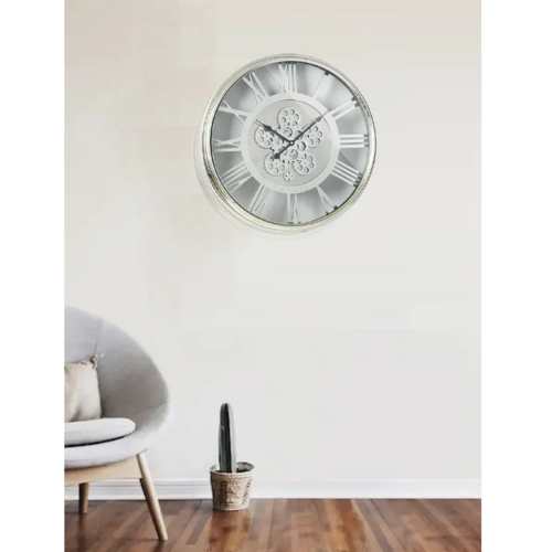 21" Minimalist Sleek Wall Clock - Metallic Gray