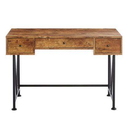 3-Drawer Rustic Industrial Style Desk – Antique Nutmeg