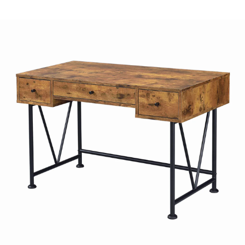 3-Drawer Rustic Industrial Style Desk – Antique Nutmeg