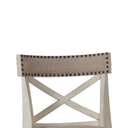 Counter Height Nailhead Bar Stool – Beige/White