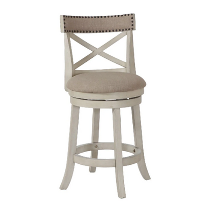 Counter Height Nailhead Bar Stool – Beige/White