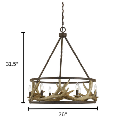 26” Resin Antler Chandelier - Dark Bronze