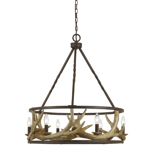 26” Resin Antler Chandelier - Dark Bronze