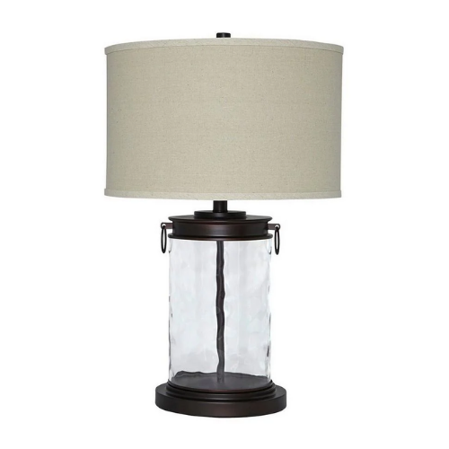 25” Tall Glass Insert Table Lamp w/Drum Shade