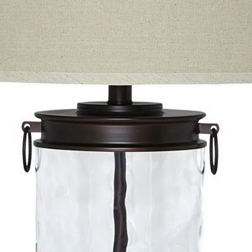 25” Tall Glass Insert Table Lamp w/Drum Shade