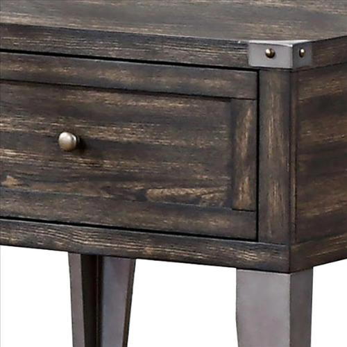 24” Tall Industrial Brown End Table