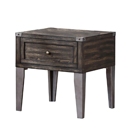 24” Tall Industrial Brown End Table