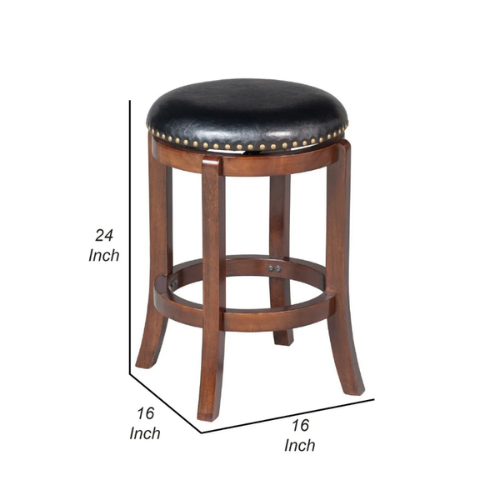 Nailhead Trim Swivel Counter Stool Black - 24" Seat Height