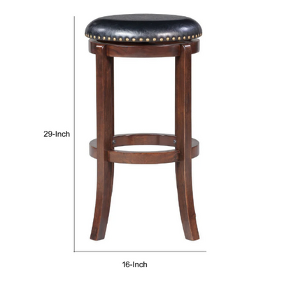 Nailhead Trim Swivel Bar Stool Black Seat - 29" Height