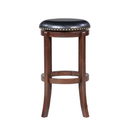 Nailhead Trim Swivel Bar Stool Black Seat - 29" Height