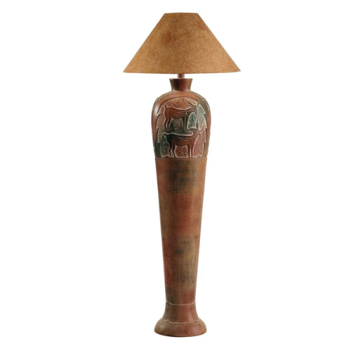 62" Tall Deer Carving Floor Lamp