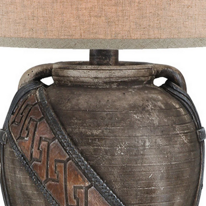 29.5” Tall Tiri Urn Base Table Lamp – Dark Earthen Brown