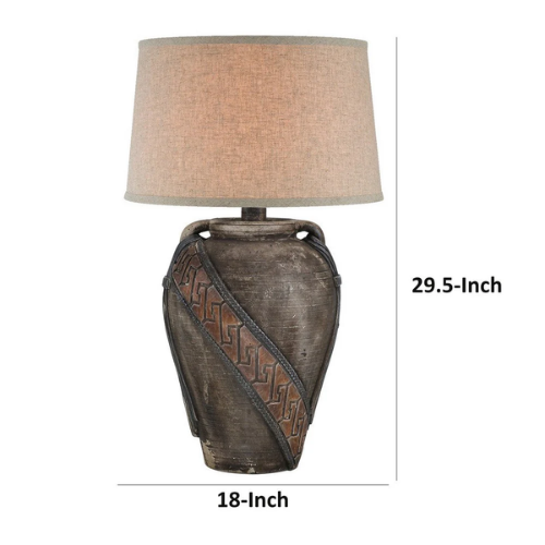 29.5” Tall Tiri Urn Base Table Lamp – Dark Earthen Brown