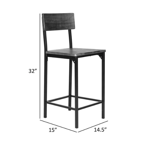 Rustic Industrial Counter Height Bar Stool – Seat Height 25"