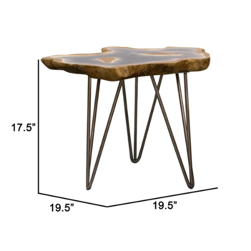 Live Edge Resin Accent Table -Brown/Gray