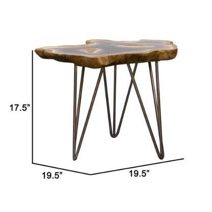 Live Edge Resin Accent Table -Brown/Gray