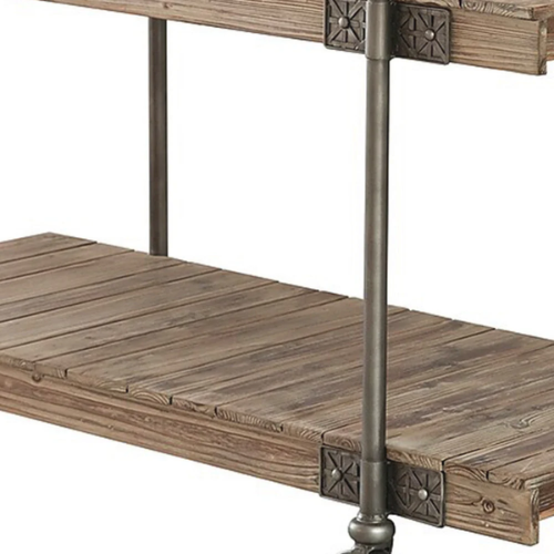 47” Industrial Rustic Plank Sofa Table