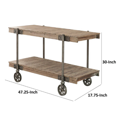 47” Industrial Rustic Plank Sofa Table