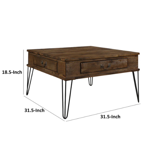 Rustic Industrial Modern Cocktail Coffee Table – Square