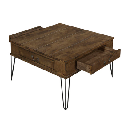 Rustic Industrial Modern Cocktail Coffee Table – Square