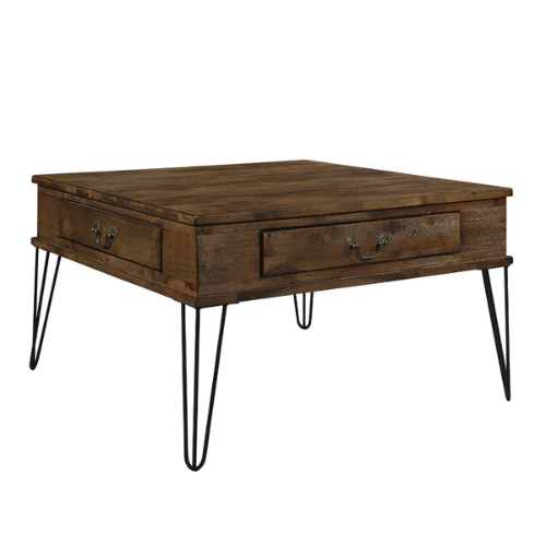 Rustic Industrial Modern Cocktail Coffee Table – Square