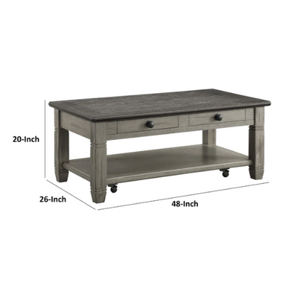 48” Rectangle Cocktail Table w/Casters – Coffee/Gray