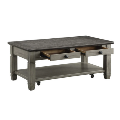 48” Rectangle Cocktail Table w/Casters – Coffee/Gray