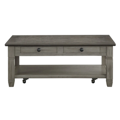 48” Rectangle Cocktail Table w/Casters – Coffee/Gray