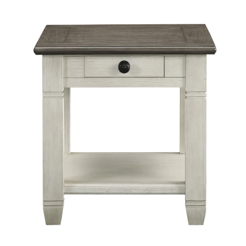 Square End Table w/Drawer – Brown/White