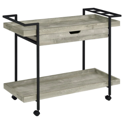 40” Rolling Bar Cart – Driftwood Gray