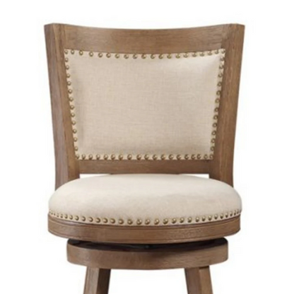 Nailhead Trim Swivel Bar Stool – Beige