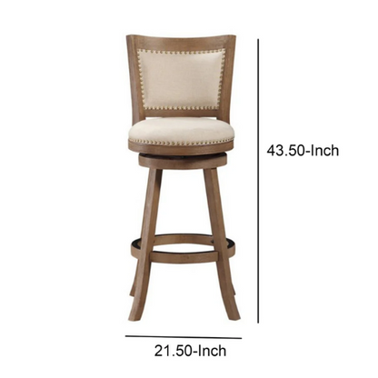 Nailhead Trim Swivel Bar Stool – Beige