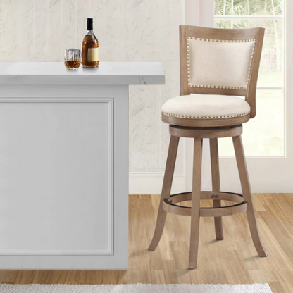 Nailhead Trim Swivel Bar Stool – Beige