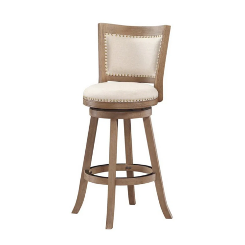 Nailhead Trim Swivel Bar Stool – Beige