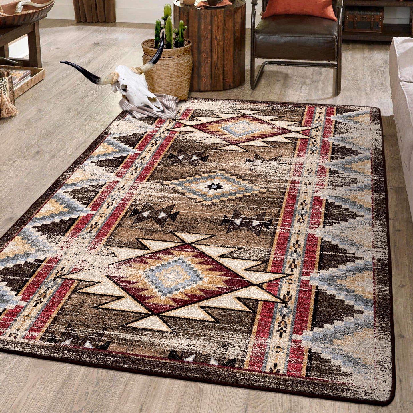 Bow Strings Distressed Rug - Brown