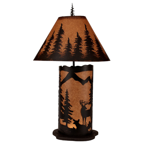 Kodiak Deer Scene Table Lamp w/Night Light - Large