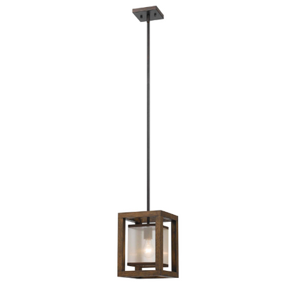 8" Square Pine Organza Pendant Light