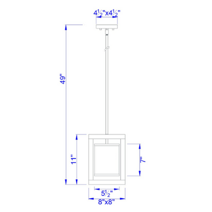 8" Square Pine Organza Pendant Light